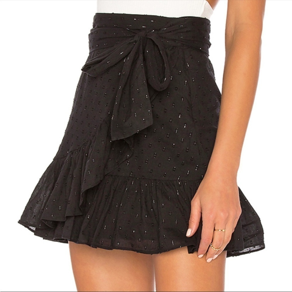 Tularosa  Revolve Maida ruffle mini Skirt Black ,Size Small